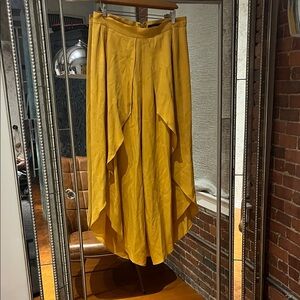 BCBGMaxAzria Mustard Layered Pants with Skirt overlay